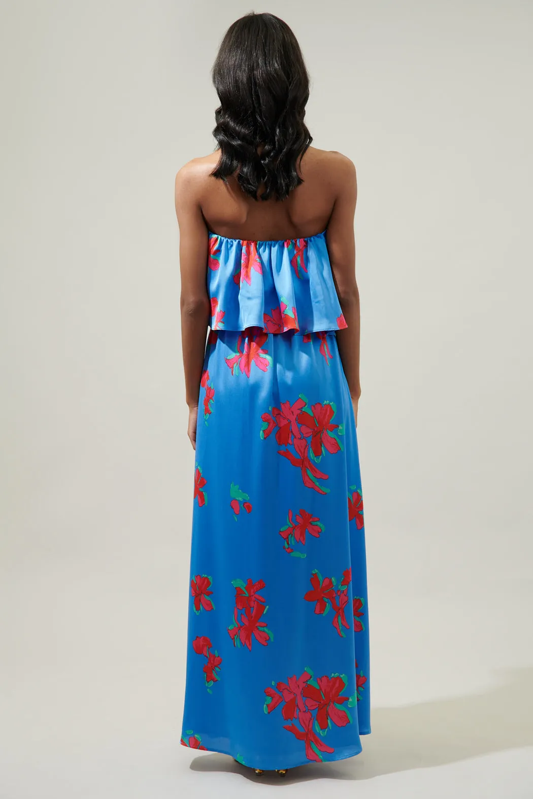 Aina Tropics Nonna Strapless Satin Maxi Dress