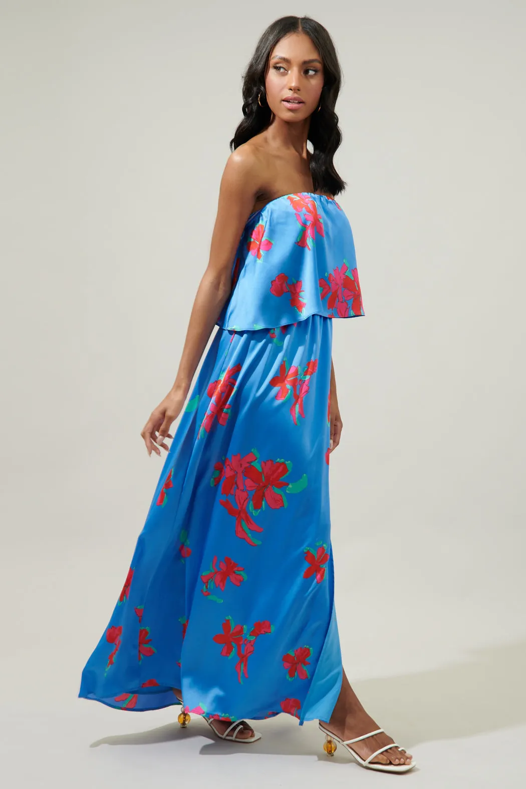 Aina Tropics Nonna Strapless Satin Maxi Dress