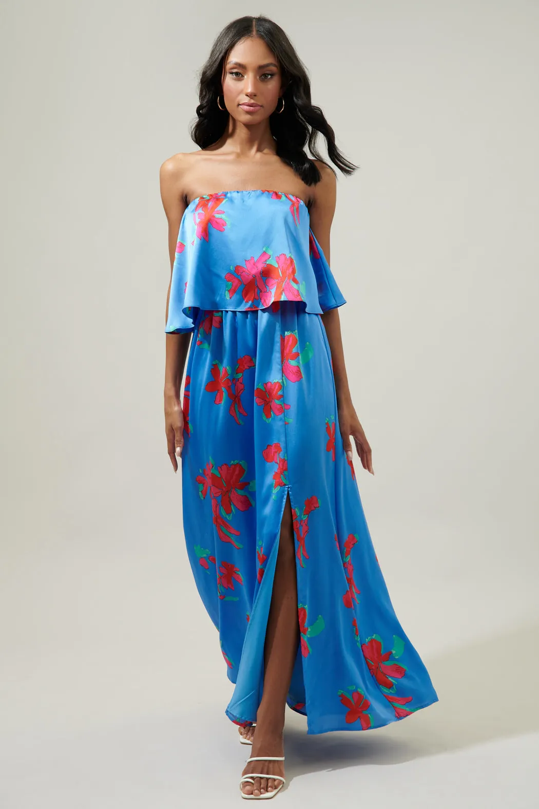 Aina Tropics Nonna Strapless Satin Maxi Dress