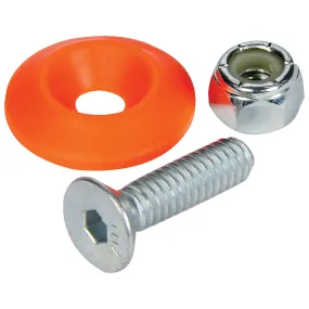 Allstar Performance Body Bolt Kit - 1/4-20 in Thread - 1 in Long - Allen Head - Bolts / Countersunk Washers / Lock Nuts Included - Fluorescent Orange / Zinc Oxide - Set of 50