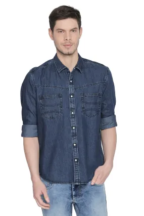 Basics Slim Fit Twill Denim Shirt