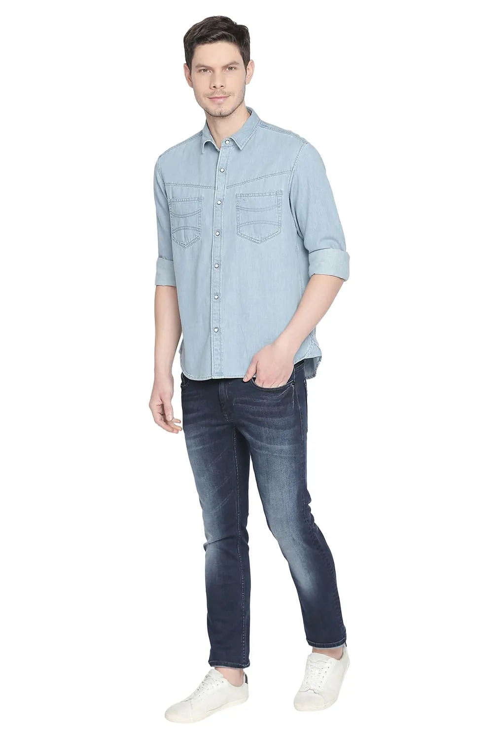 Basics Slim Fit Twill Denim Shirt