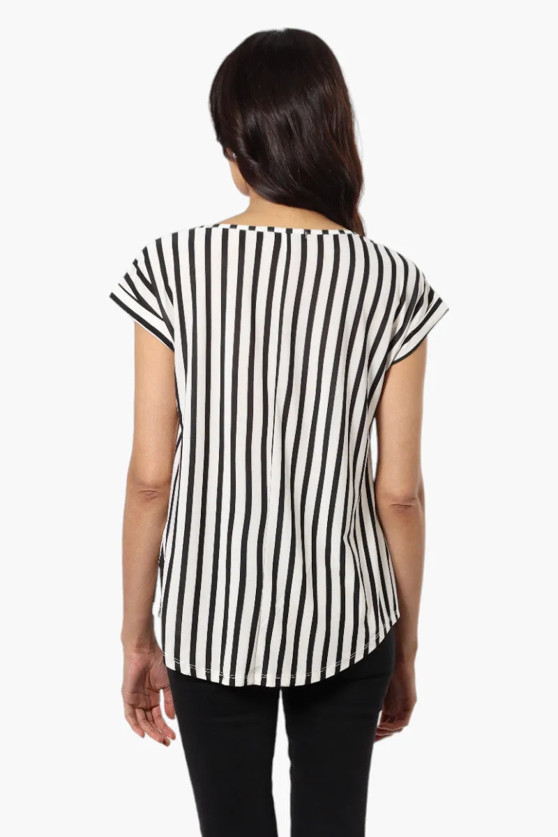 Beechers Brook Striped Cap Sleeve Blouse - White