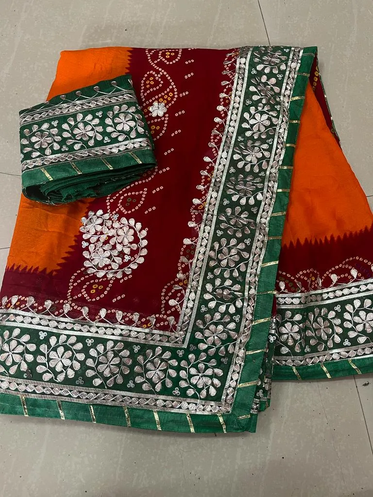 Bhavana-Pila Chunari on Moss Fabric