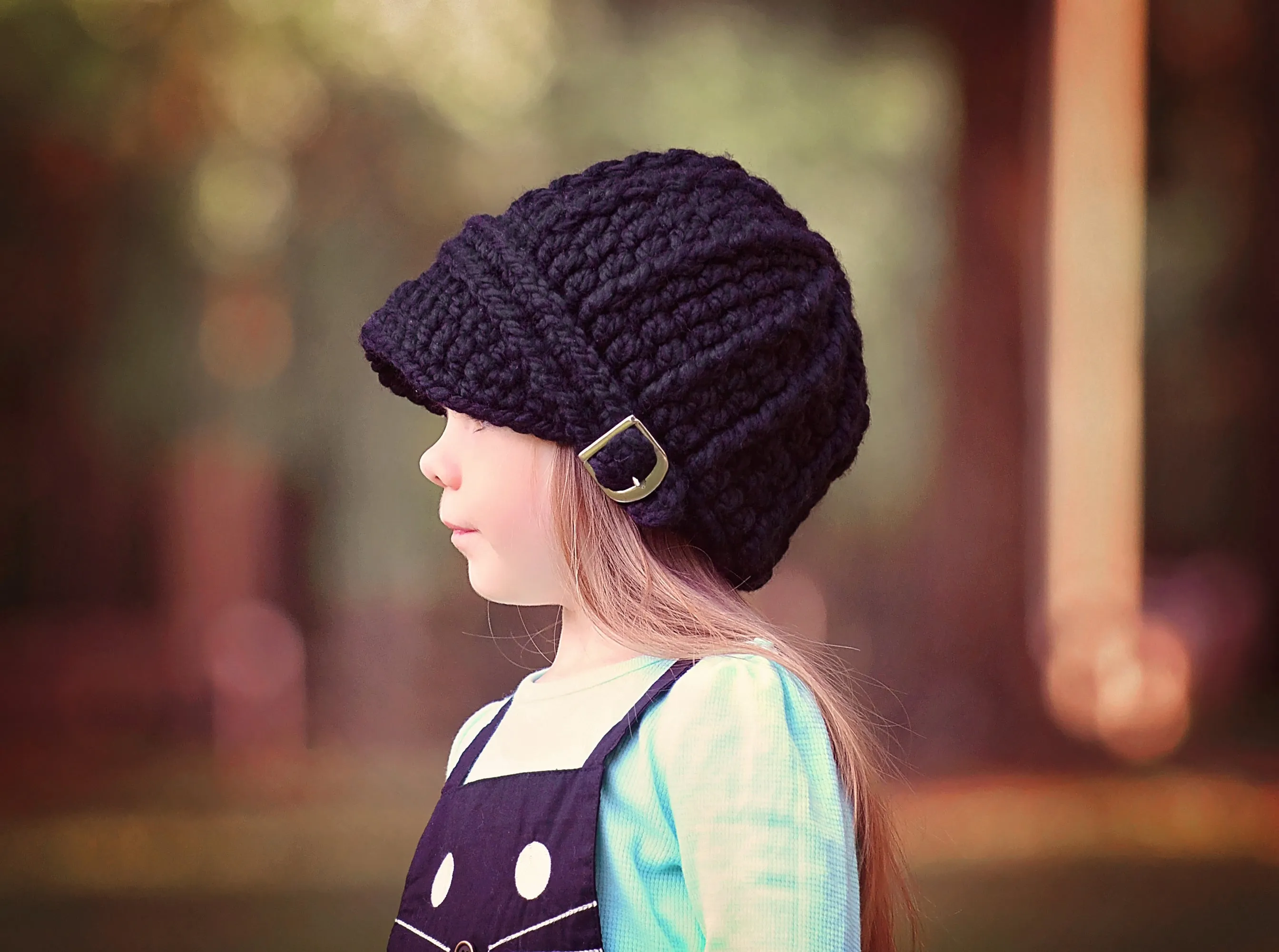 Black buckle beanie winter hat