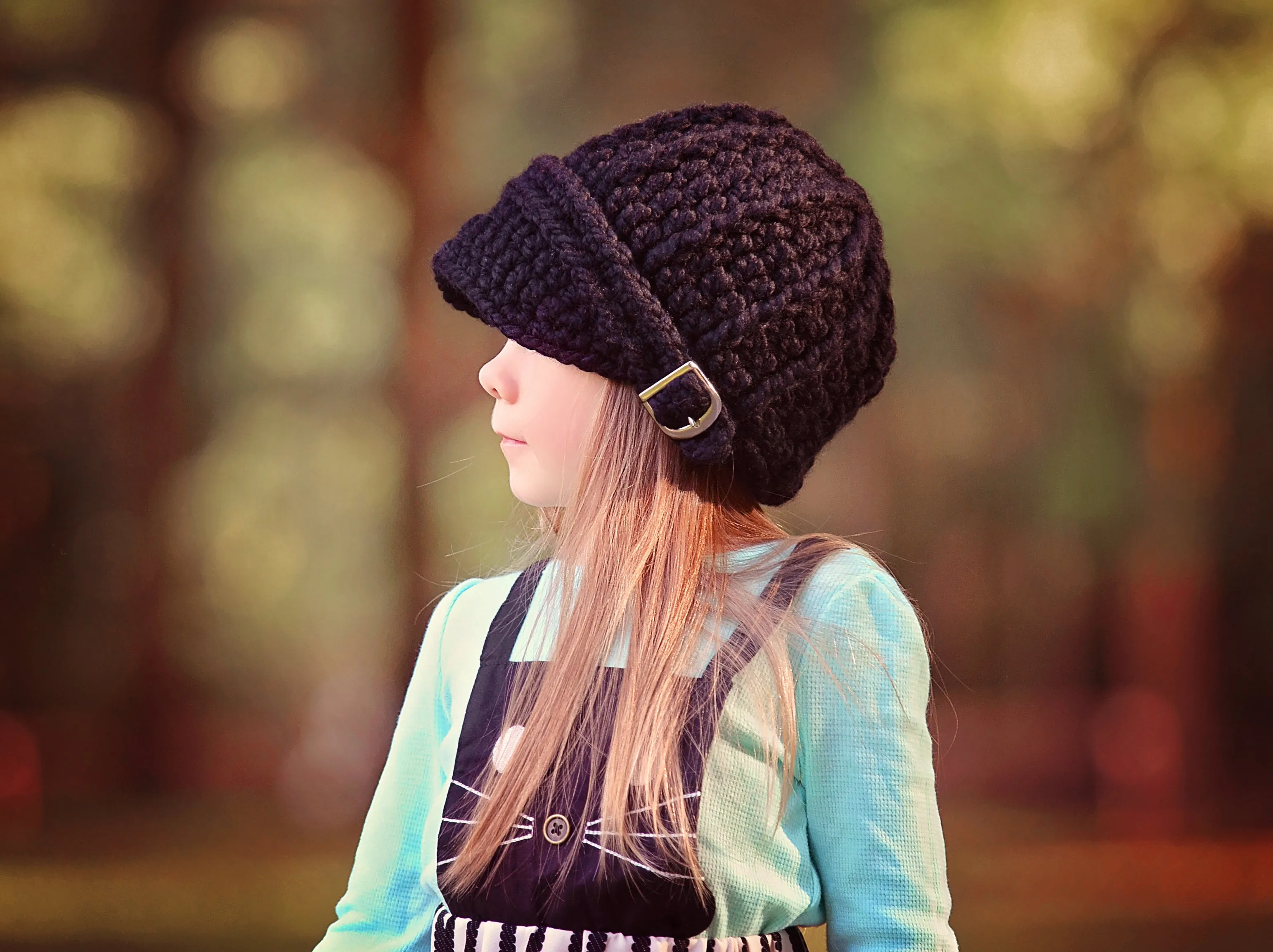 Black buckle beanie winter hat