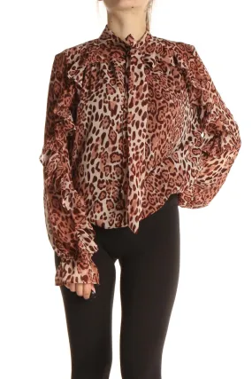 Brown Animal Print Chic Blouse