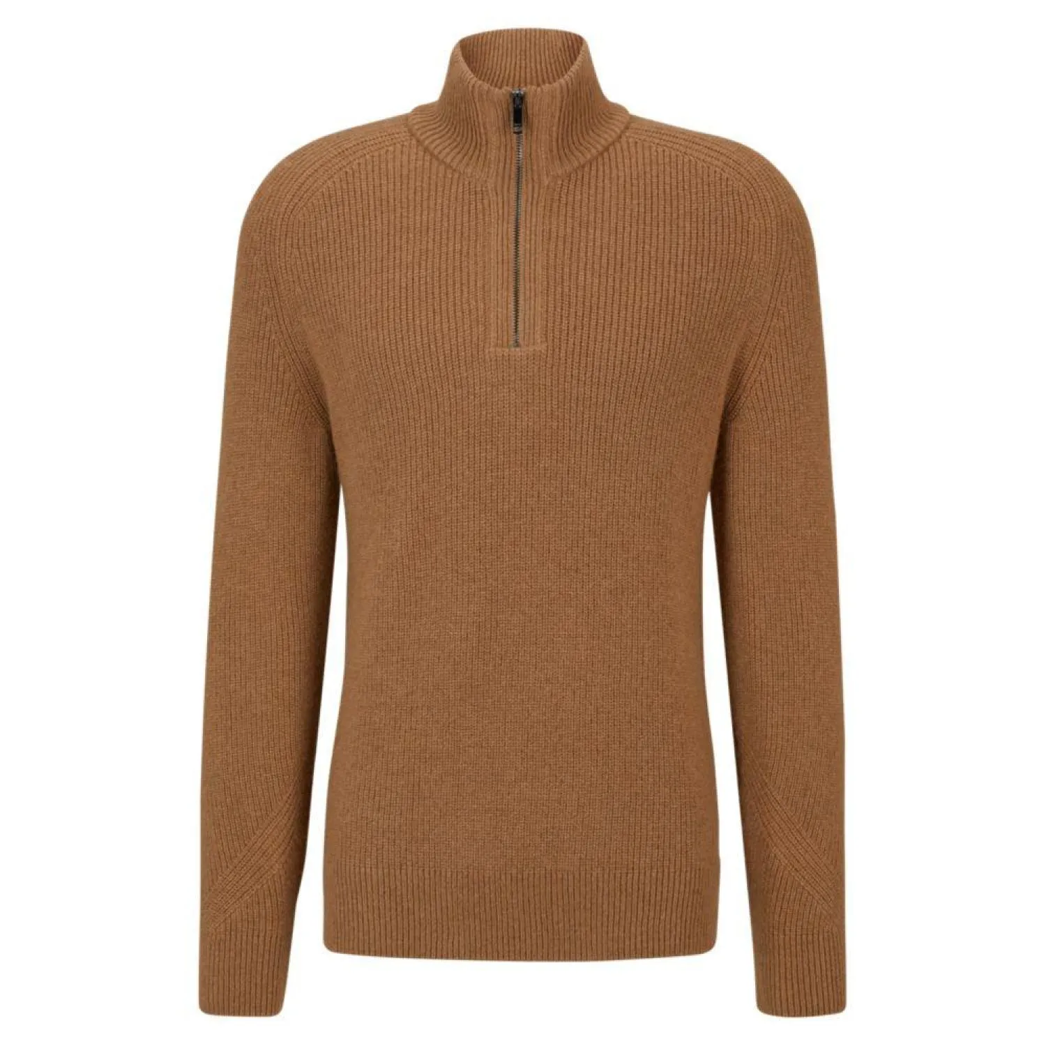 Camel-hair sweater with zip neckline