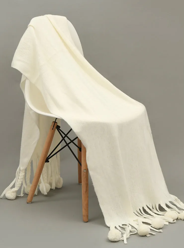 Cashmere Scarf Female Tassel Wool Ball Warm Shawl