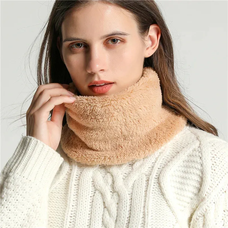 Cashmere Warm Color Ring Solid Plush Thick Outdoor Sports Neckerchief Muffler Scarf