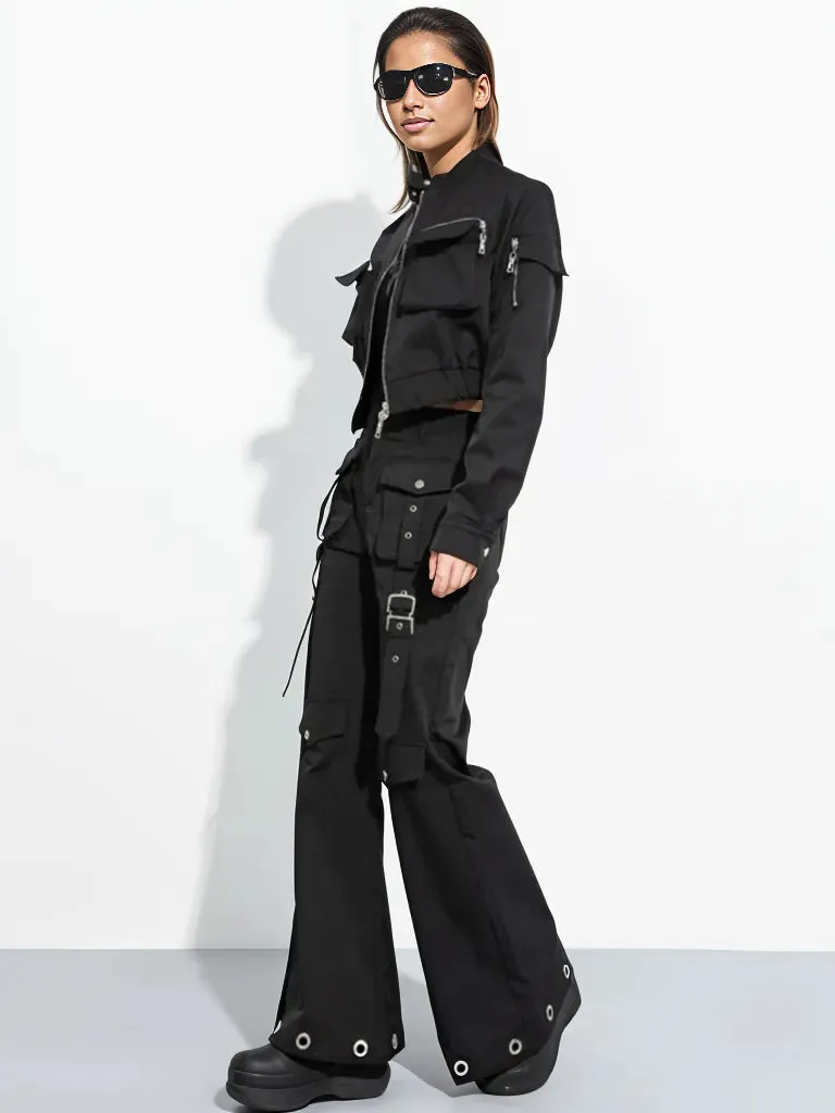 Casual Minimal Goth Trendy Cargo Trousers