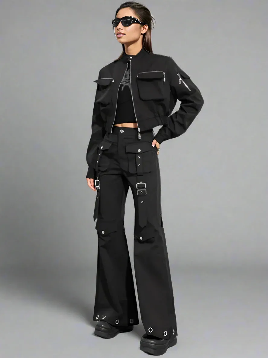 Casual Minimal Goth Trendy Cargo Trousers