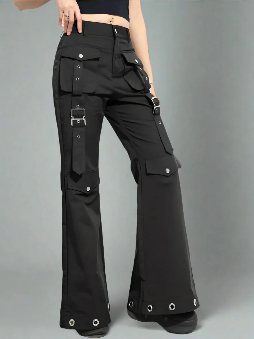 Casual Minimal Goth Trendy Cargo Trousers