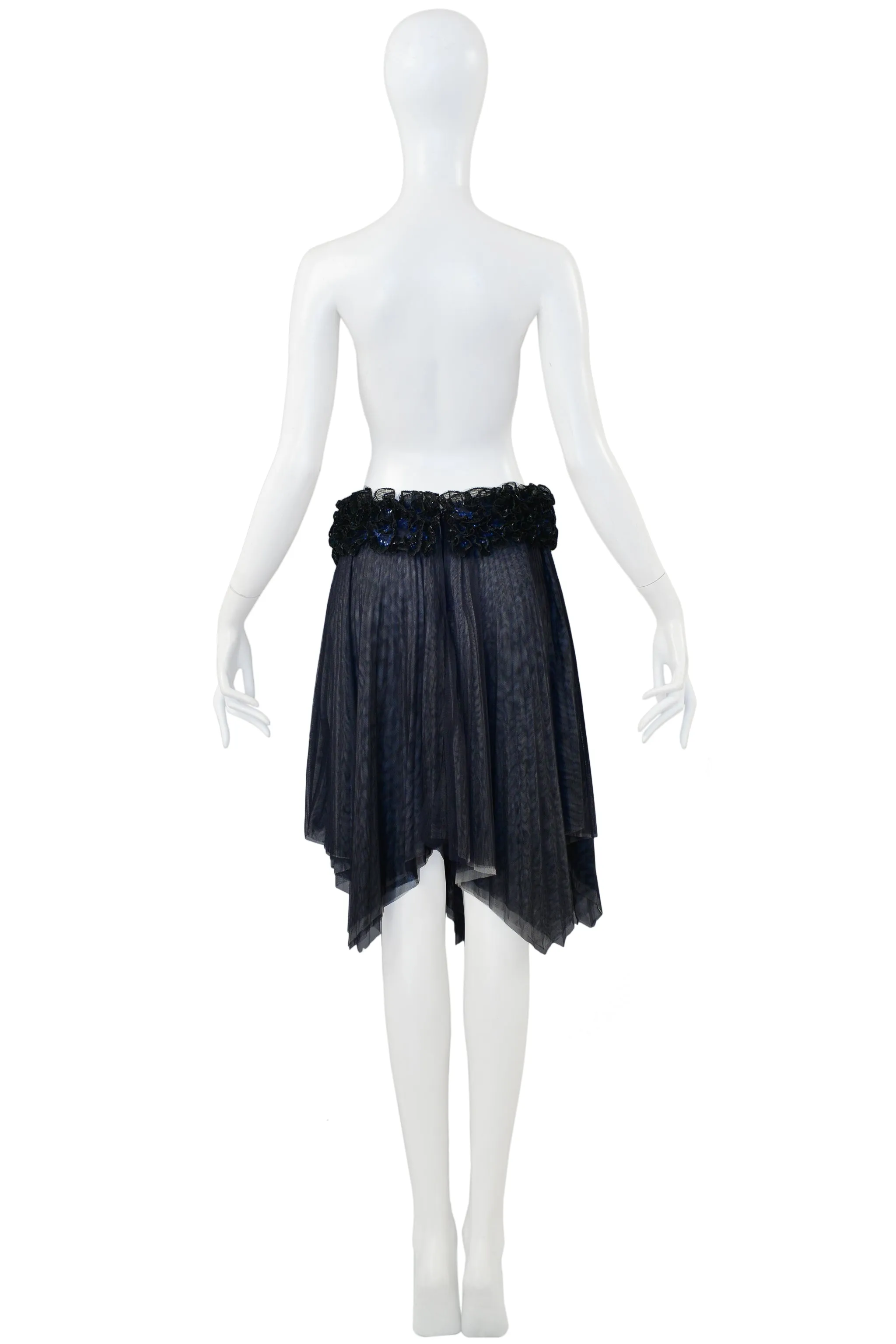 CHANEL PLEATED SKIRT WITH FLORAL SEQUIN WAISTBAND