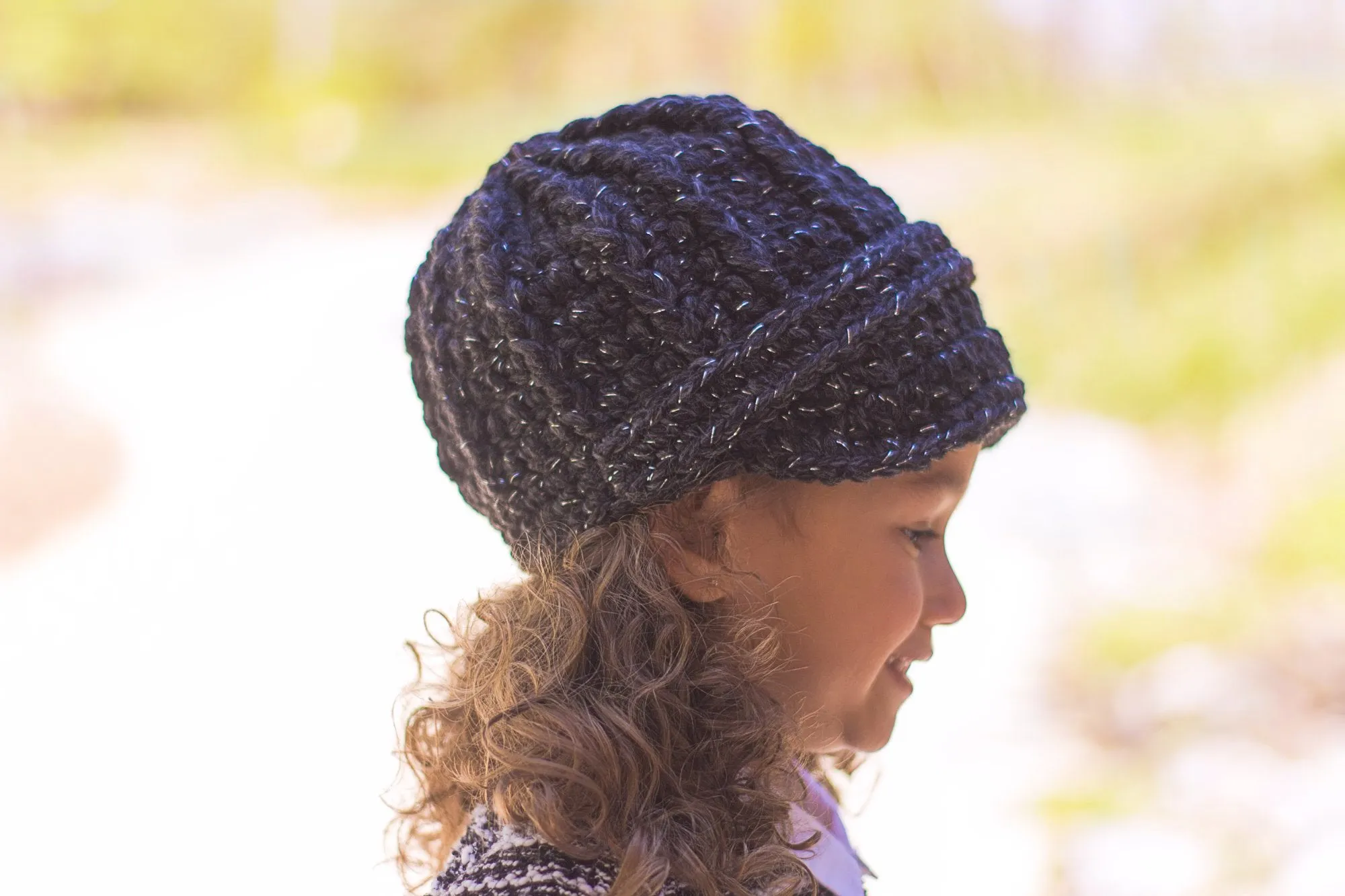 Charcoal sparkle buckle beanie winter hat