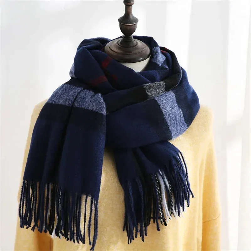 Checkered Imitation Cashmere Medium Length Warm Sweet Autumn Winter Women's Scarf