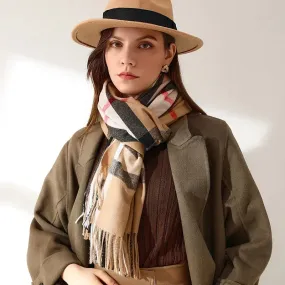 Checkered Imitation Cashmere Medium Length Warm Sweet Autumn Winter Women's Scarf