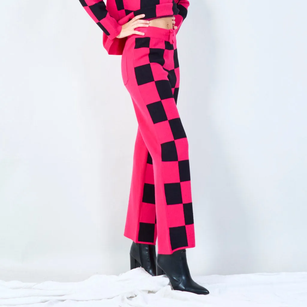 Checkered wide-leg knit pants wholesale