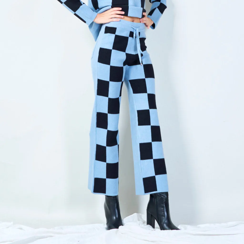 Checkered wide-leg knit pants wholesale