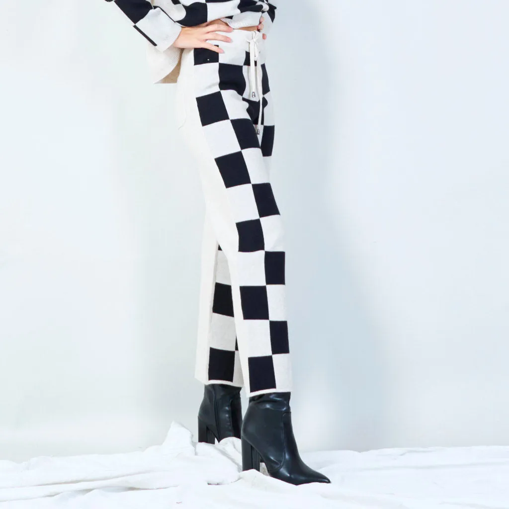 Checkered wide-leg knit pants wholesale