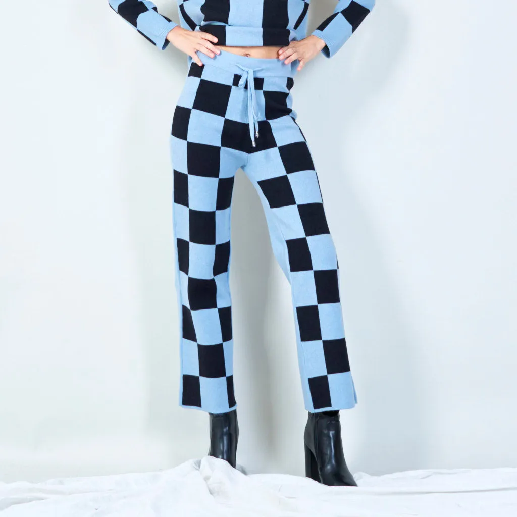 Checkered wide-leg knit pants wholesale