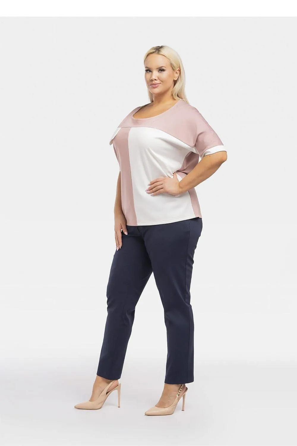 Chic Dual-Color Plus Size Blouse - Teya