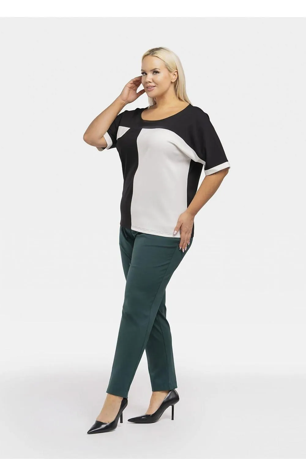 Chic Dual-Color Plus Size Blouse - Teya