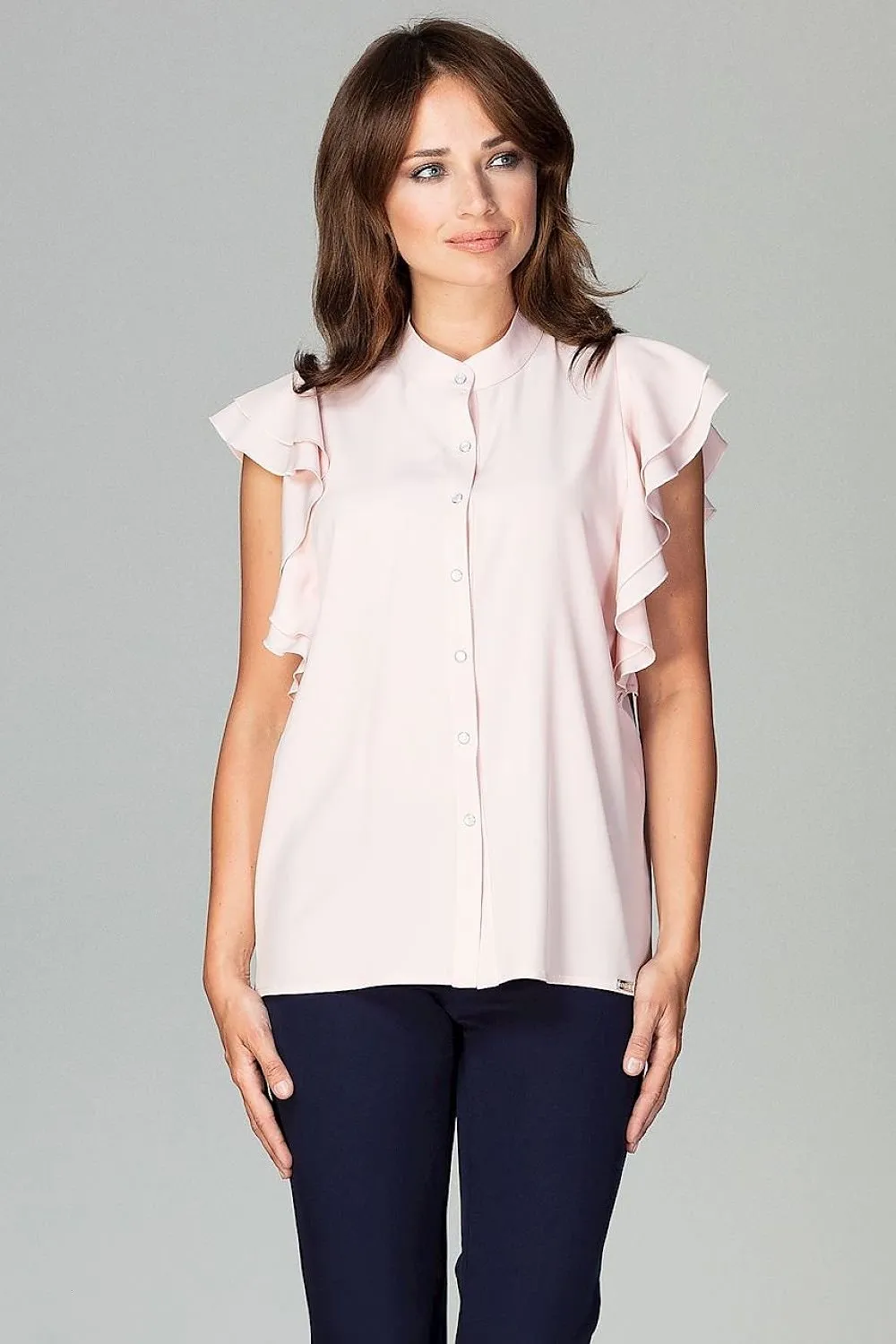 Chic Frill-Trim Blouse for Professional Women