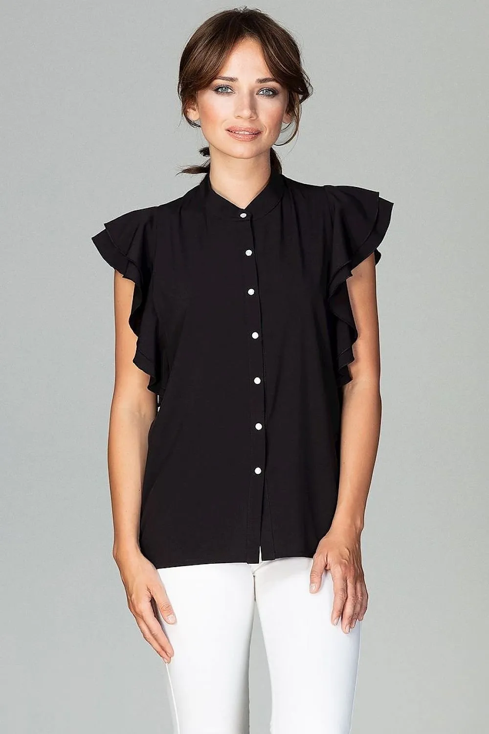 Chic Frill-Trim Blouse for Professional Women