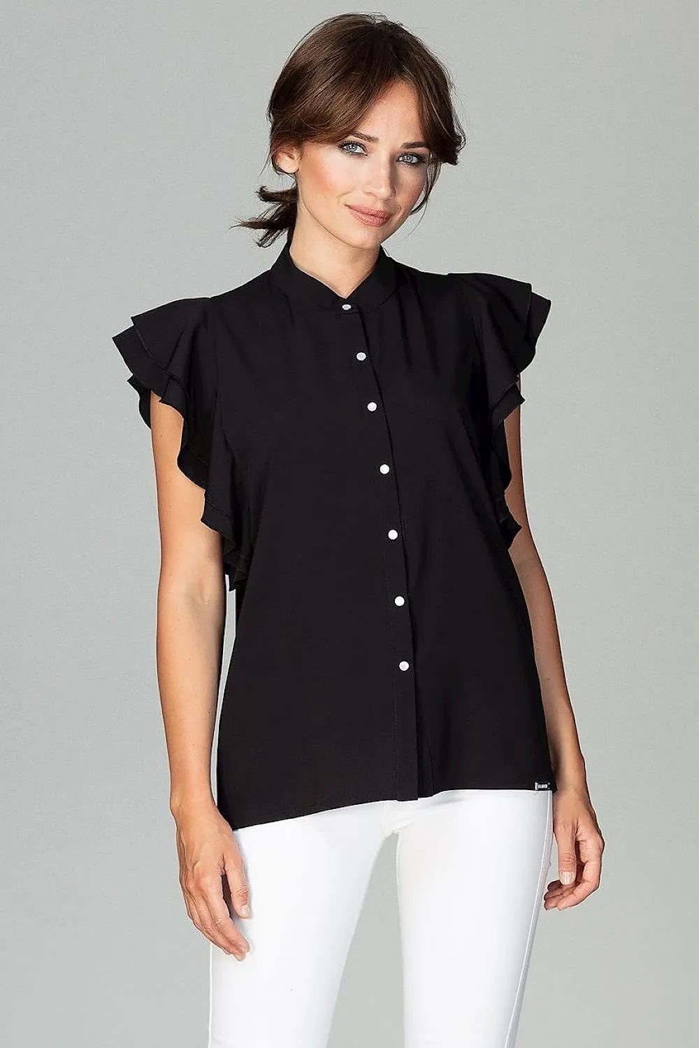 Chic Frill-Trim Blouse for Professional Women