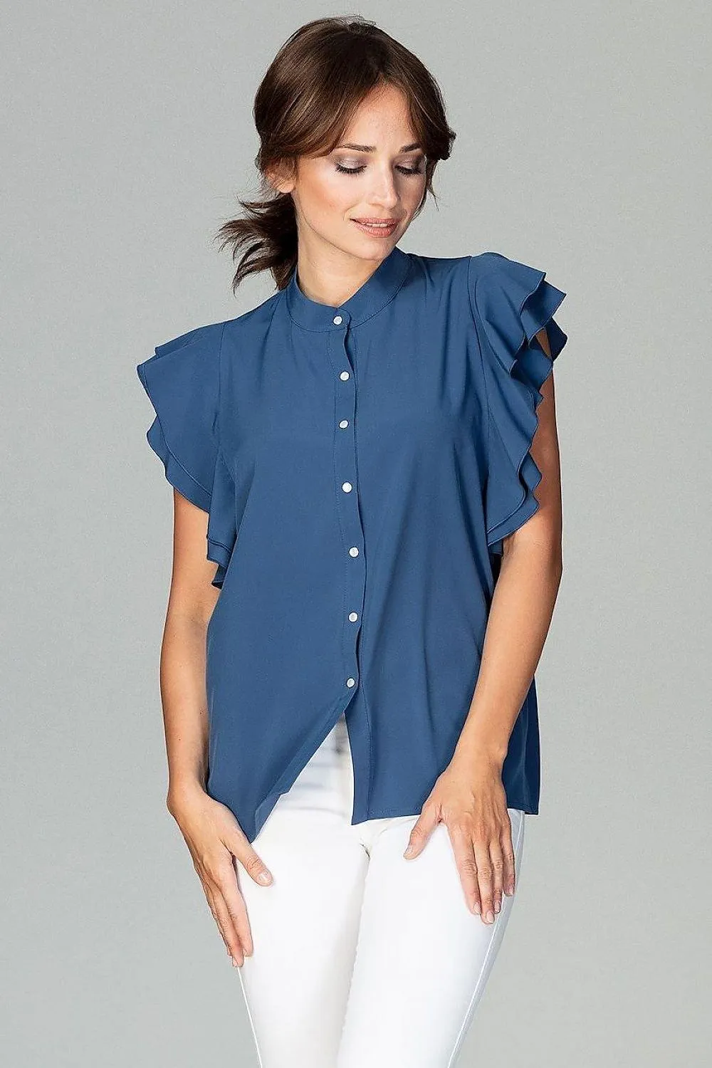 Chic Frill-Trim Blouse for Professional Women