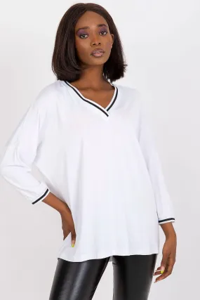 Chic V-Neck Top with Three-Quarter Sleeves