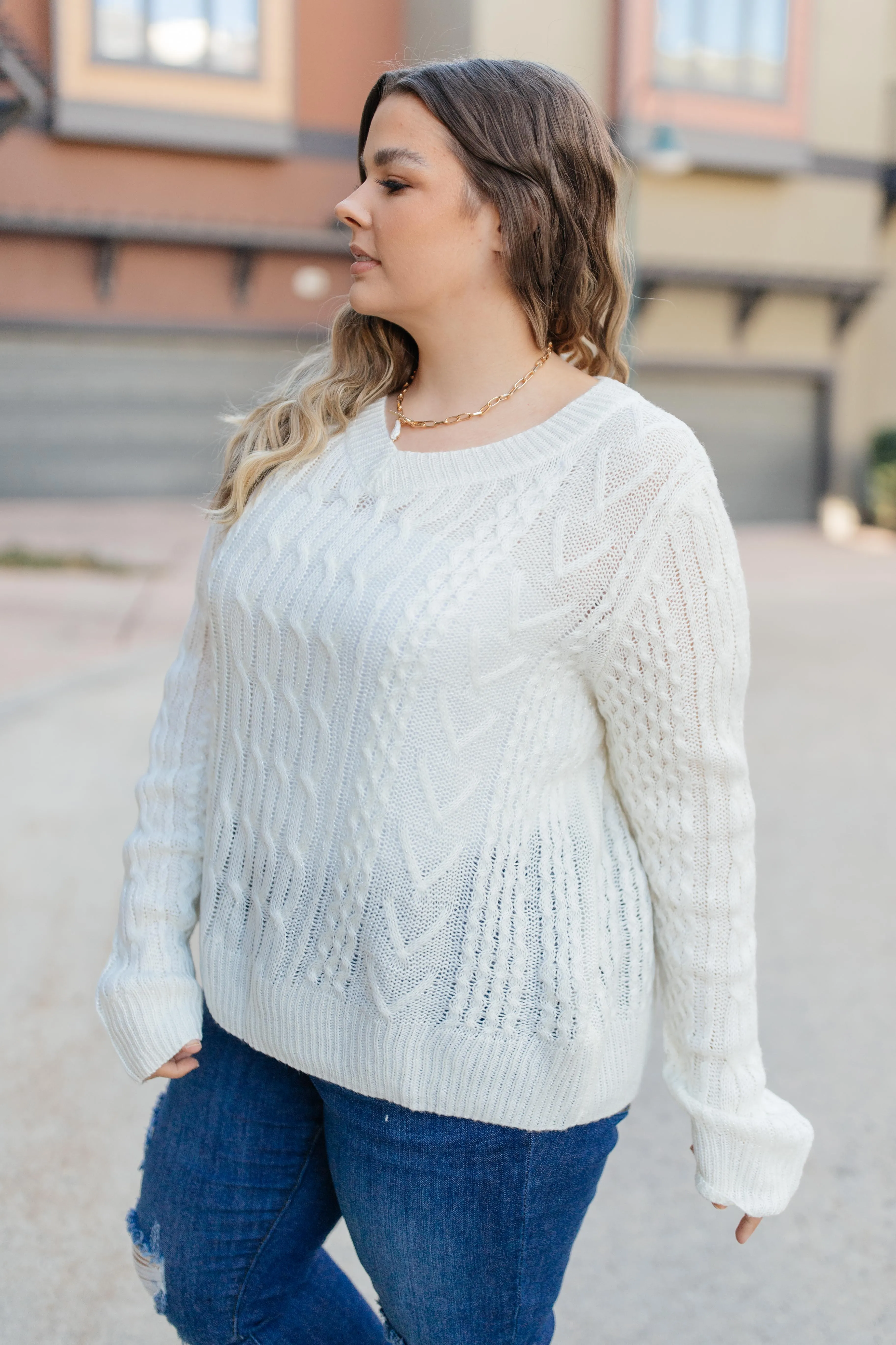 Cozy Cropped Sweater in White