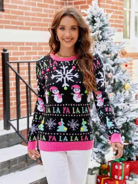 Cozy Festive Knit Ribbed Christmas Sweater