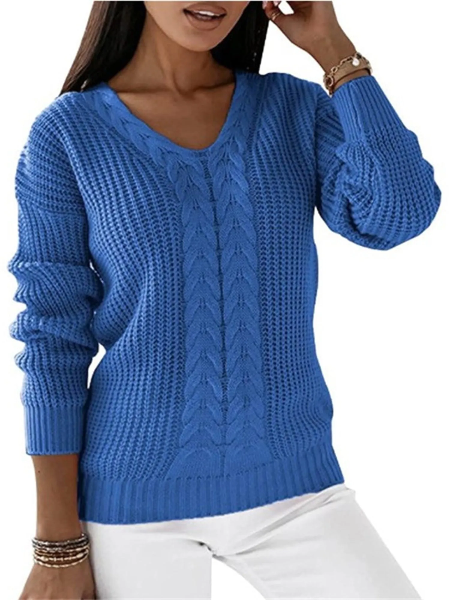 Cozy Long Sleeve Cable Knitted Sweater