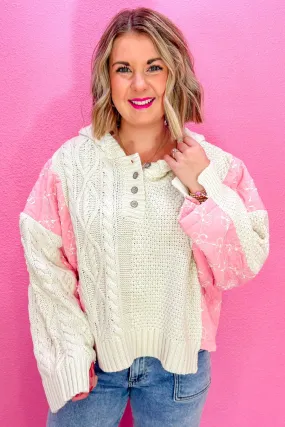 Cozy Together Sweater - Cream/Pink