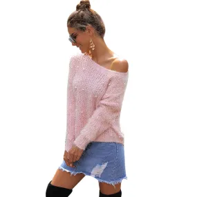 Cropped Fuzzy Loose Long Sleeve Women Sweater