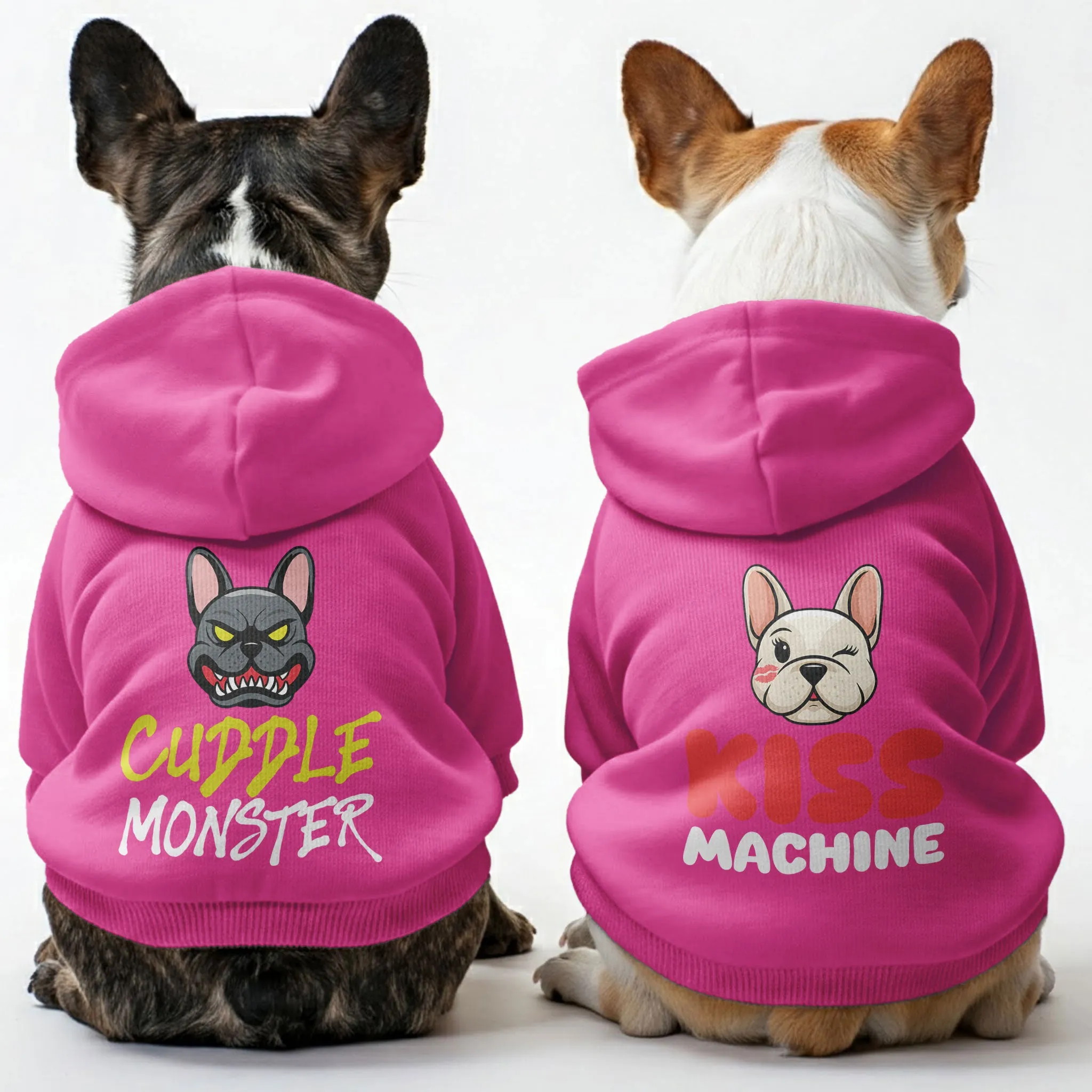 Cuddle monster and Kiss machine - Matching French Bulldog Hoodies – Stylish, Cozy & Personalized!