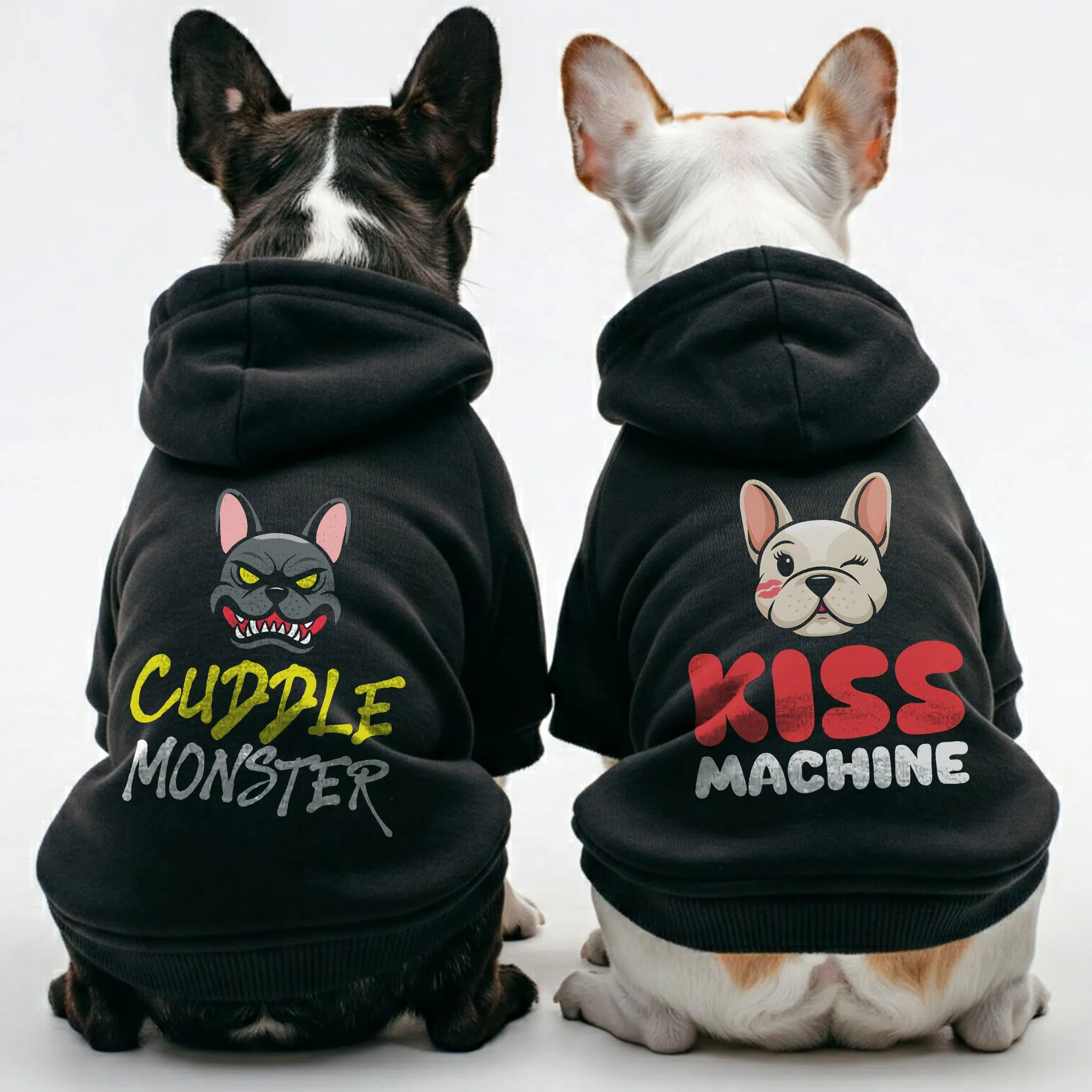 Cuddle monster and Kiss machine - Matching French Bulldog Hoodies – Stylish, Cozy & Personalized!