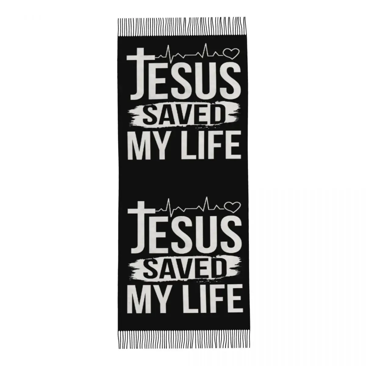 Custom Print Jesus Saved My Life Warm Winter Christian Faith Shawl Religion Wrap Scarf