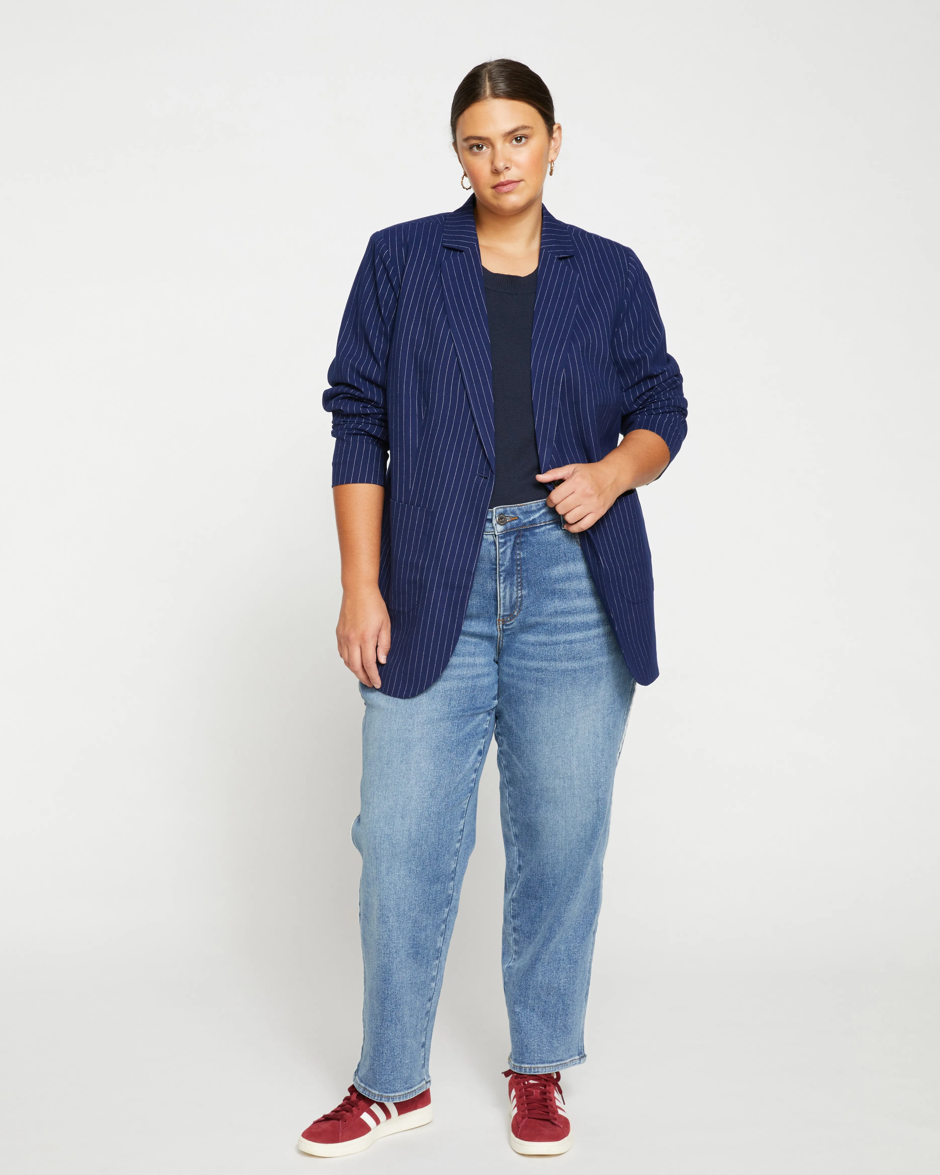 Elliot Mid Rise Tuxedo Stripe Jeans - Montana Blue