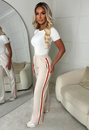 Everyday Thrills Cream Side Stripe Trousers