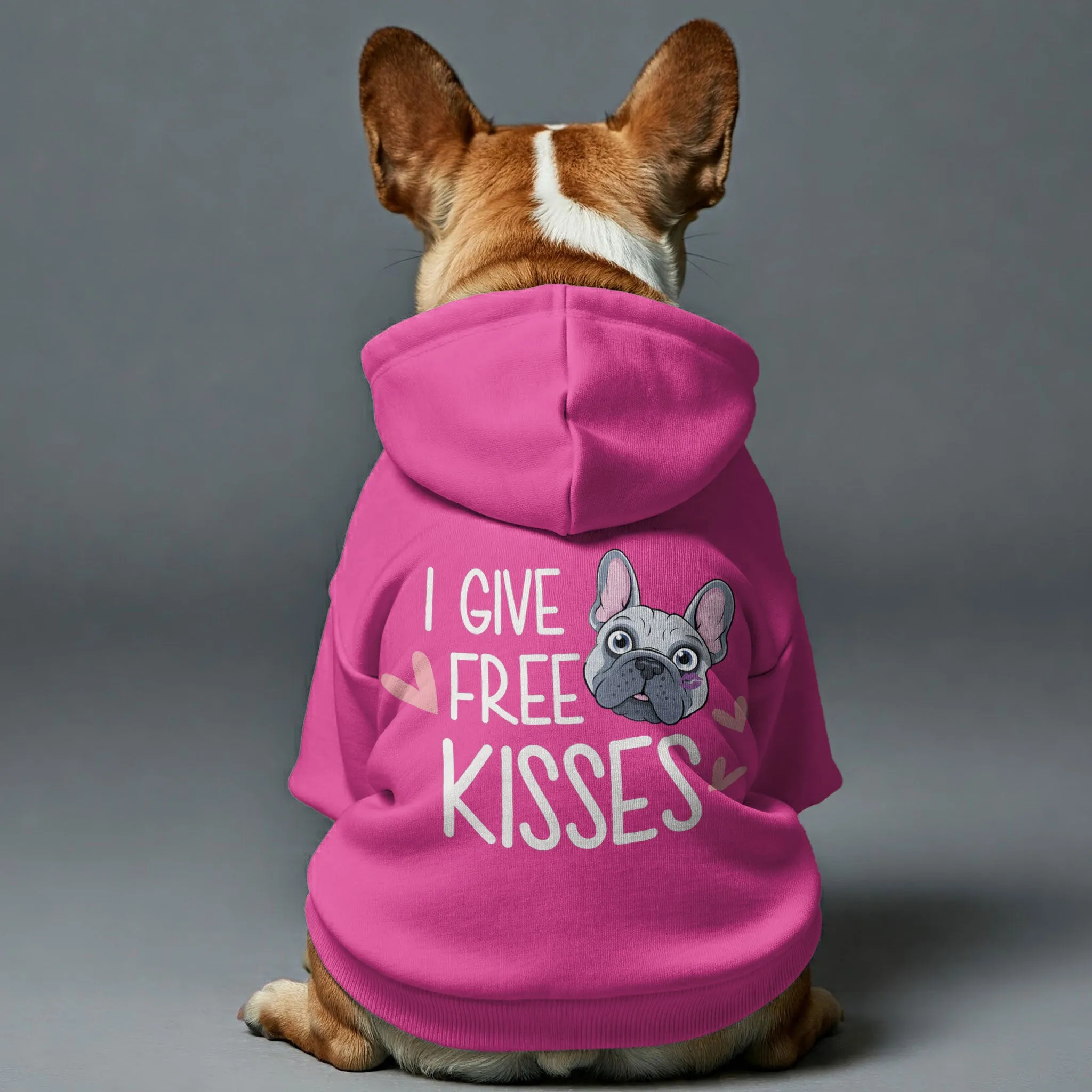 Free Kisses - Personalized French Bulldog Hoodies with Funny Quotes – Stylish, Cozy, and Premium 100% Cotton