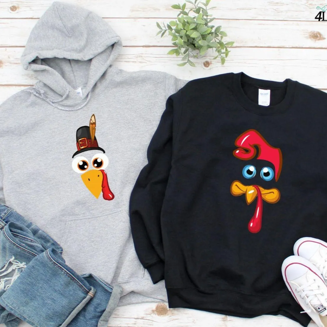 Group Matching Outfit: Cute Fall Turkey Matching Set - Thanksgiving Hoodies, Sweatshirts, Shirts & Gifts!