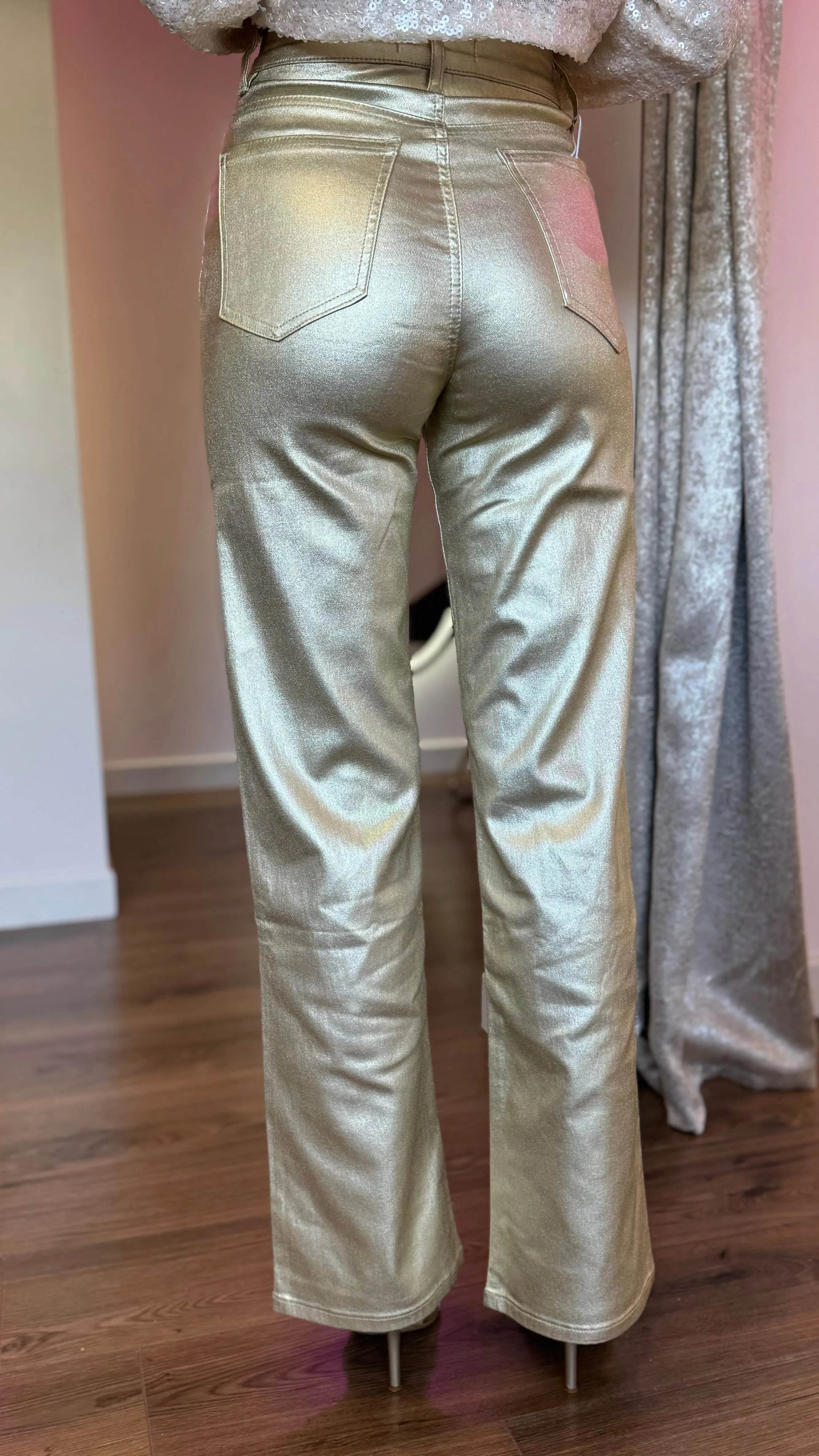 Huxley Gold Coated Straight Leg Trousers