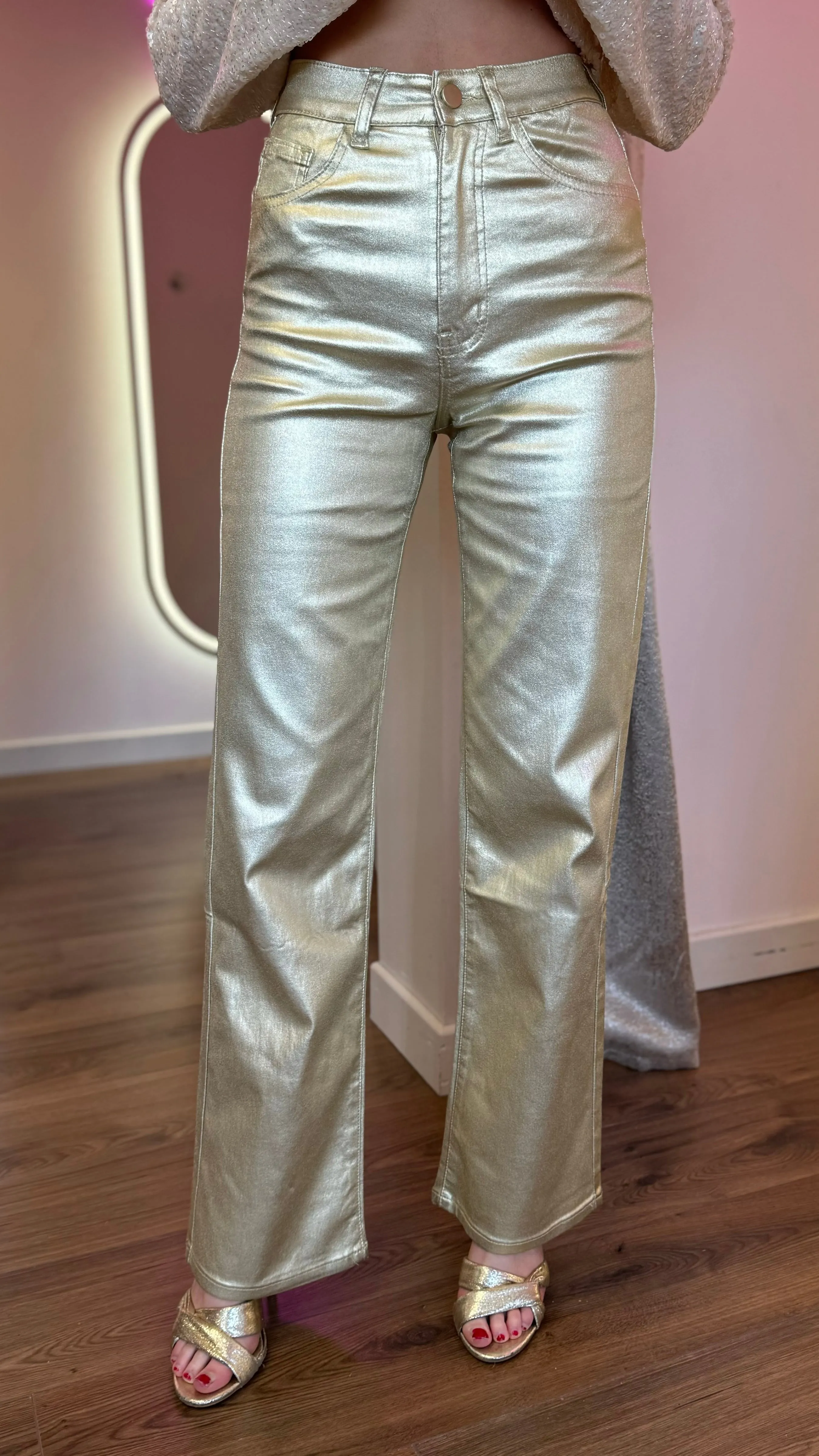 Huxley Gold Coated Straight Leg Trousers