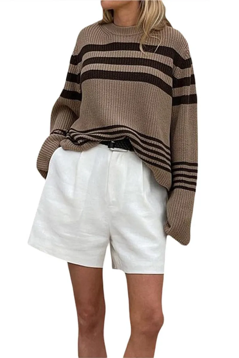 HWS1173 Cozy Stripe Knit Sweater