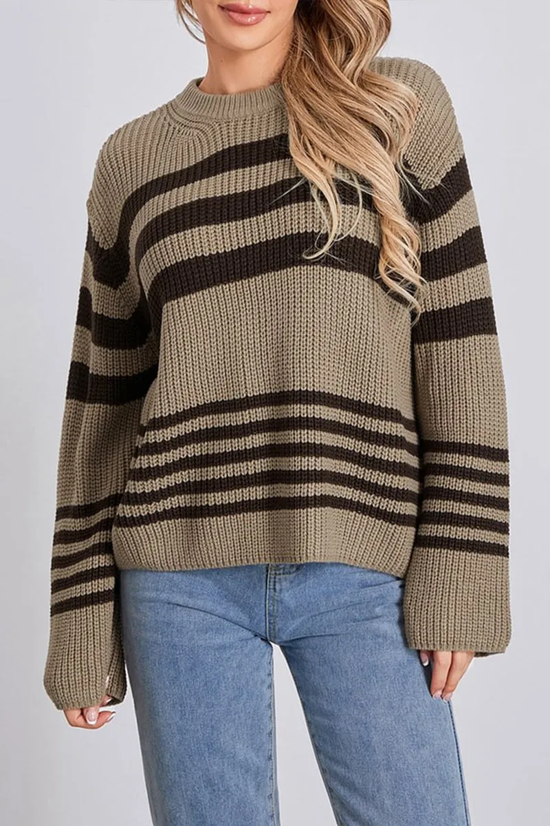 HWS1173 Cozy Stripe Knit Sweater