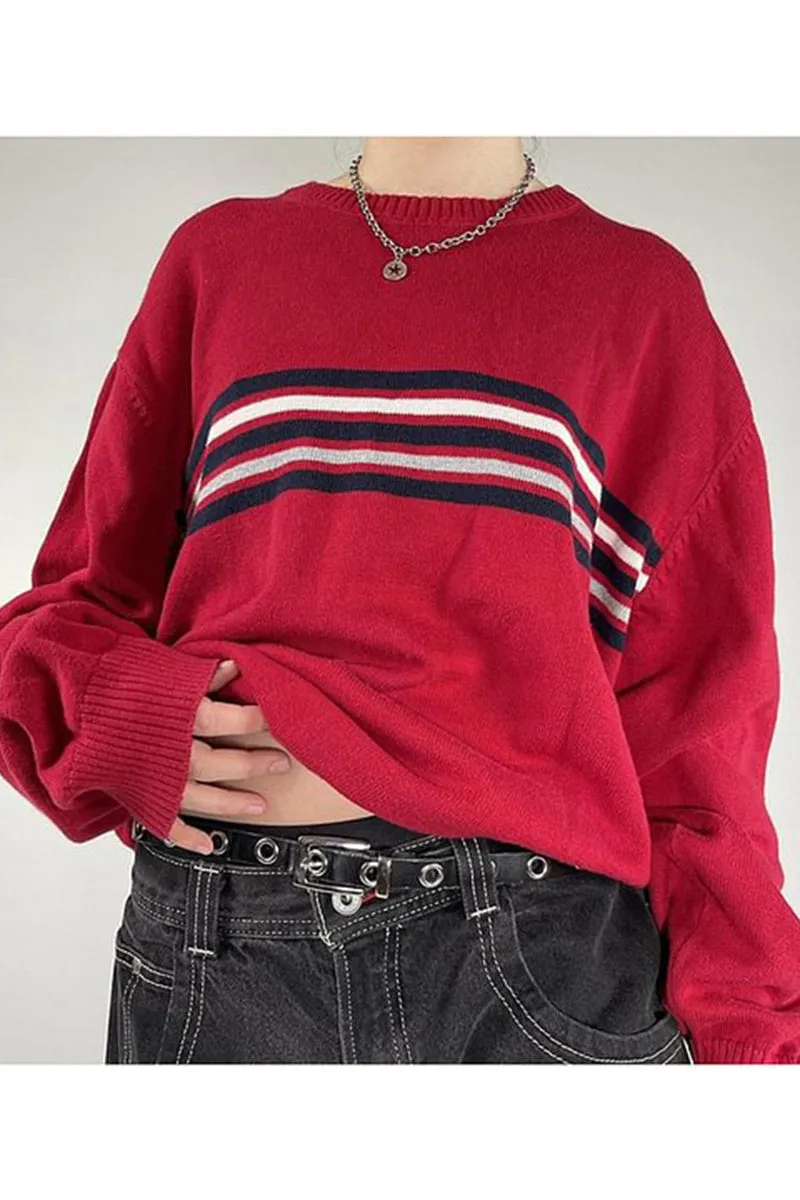 HWS1379 Sporty Striped Sweater