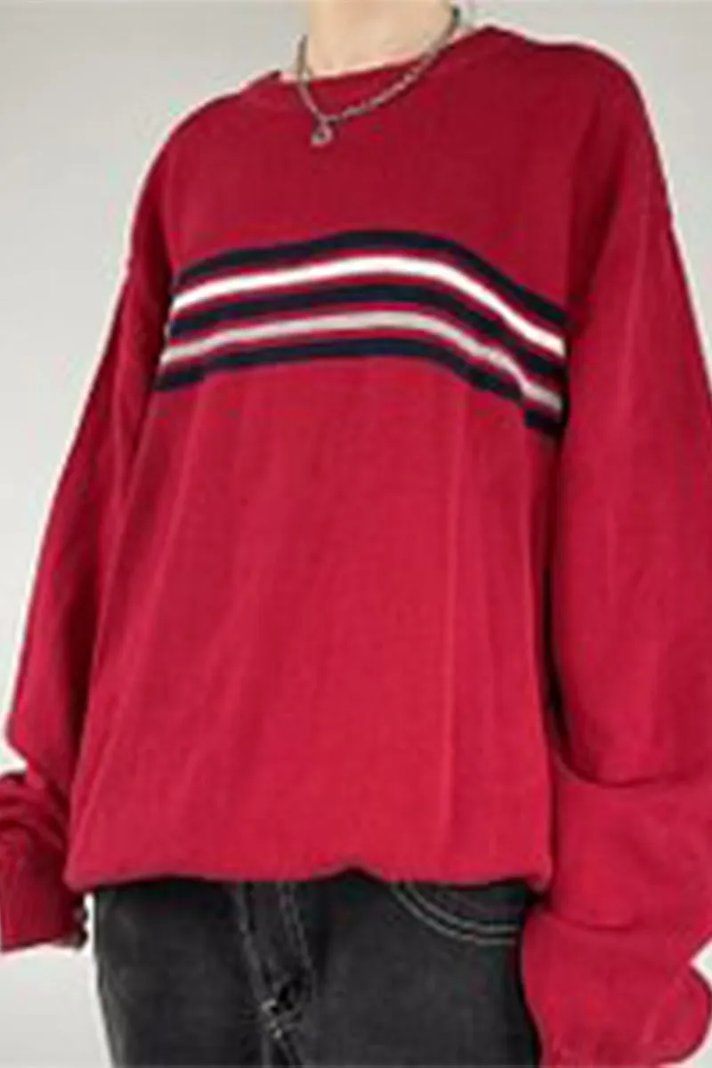 HWS1379 Sporty Striped Sweater